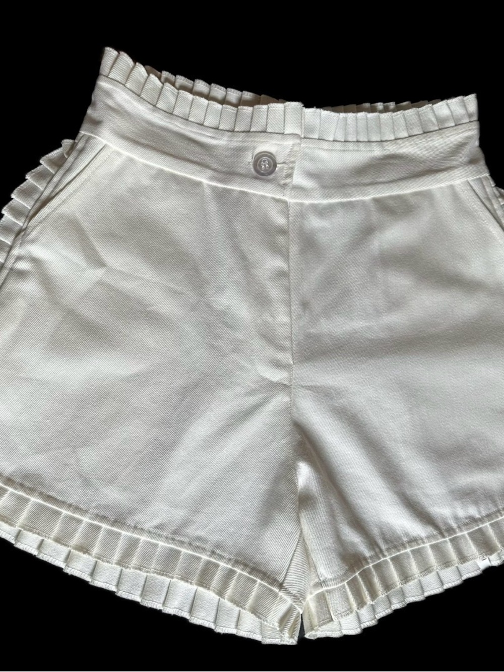 High-Waist White Ruffle-Edge Shorts